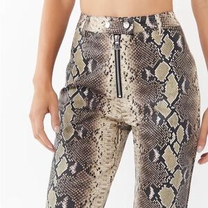 Urban Outfitters Snake Print Boot Cut Pants in Beige Black